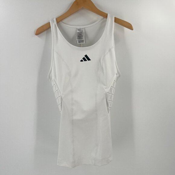 Adidas Men Large White Integrated Padded Sleeveless Compression Protective Tank - Picture 1 of 12